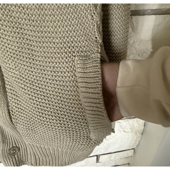 VTG Parish Nation E05-2006 NY Fisherman Cardigan Mens Large Cream Cable Knit - Picture 10 of 12